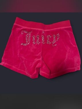 Juicy Couture Hot Pink Velour Shorts with Rhinestone Logo